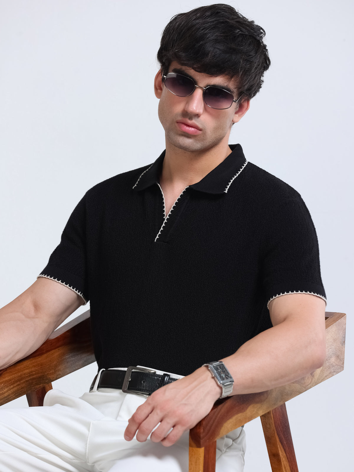 Men’s Crush Cotton Knit Polo - Black
