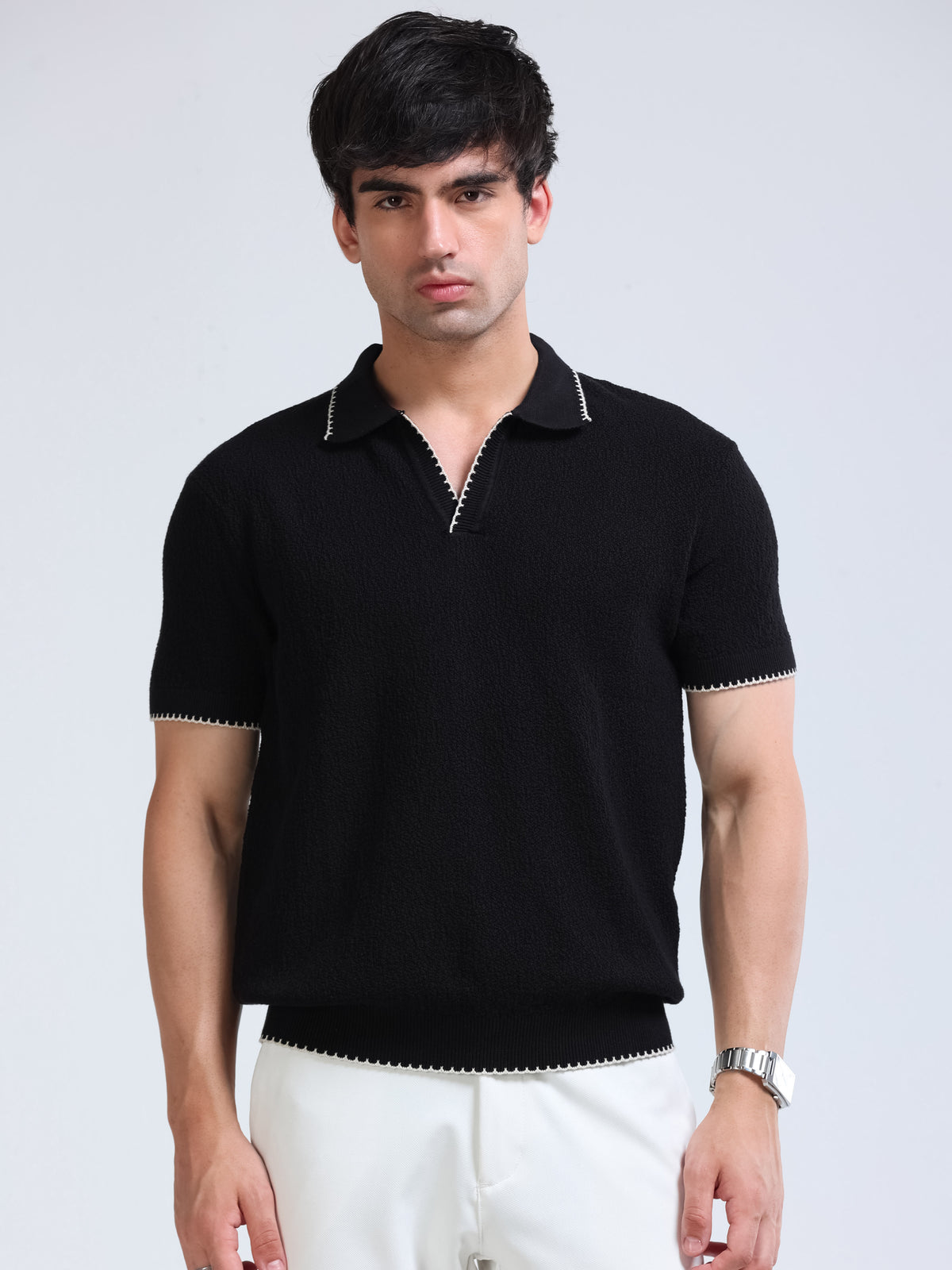 Men’s Crush Cotton Knit Polo - Black