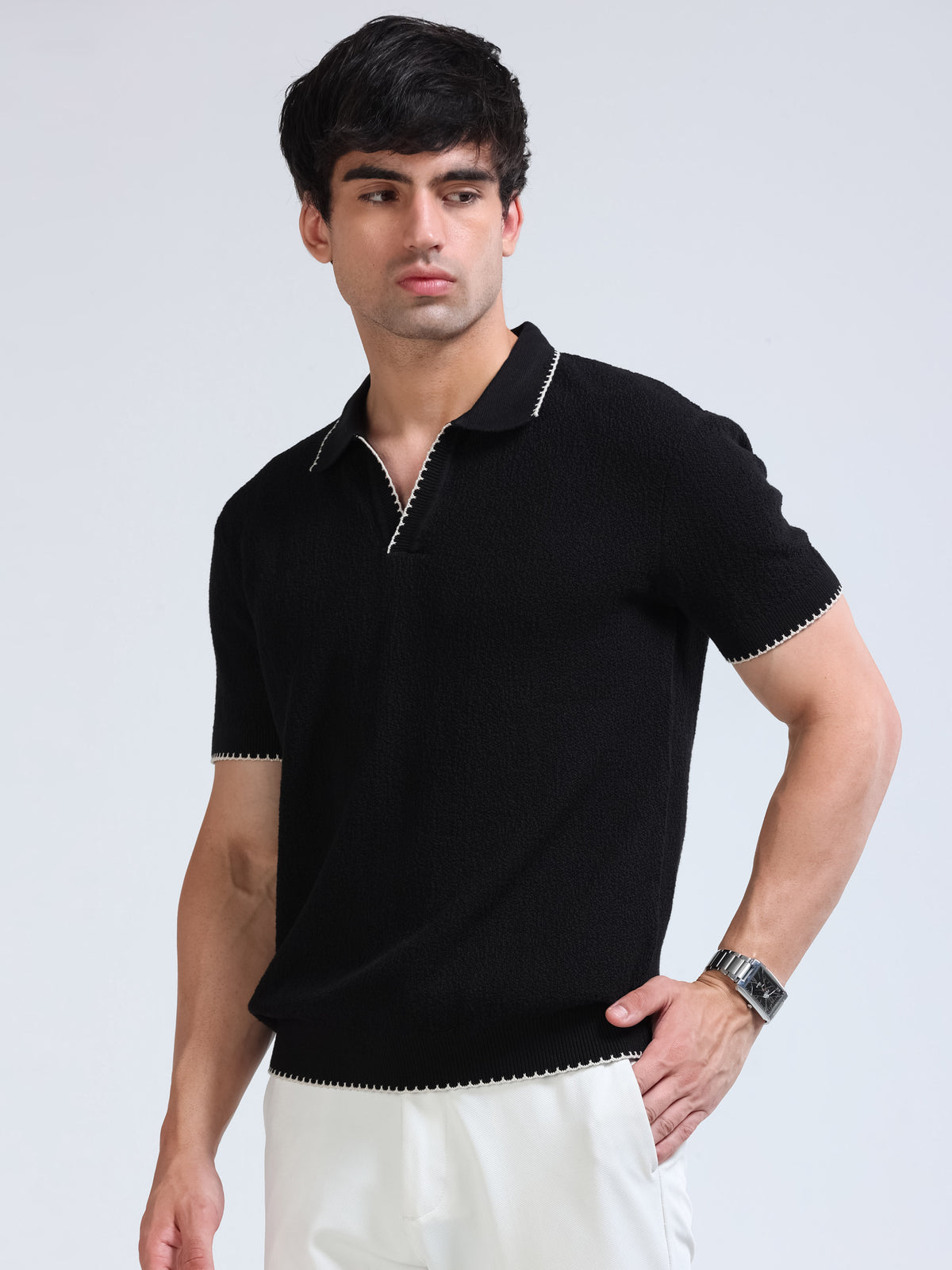 Men’s Crush Cotton Knit Polo - Black
