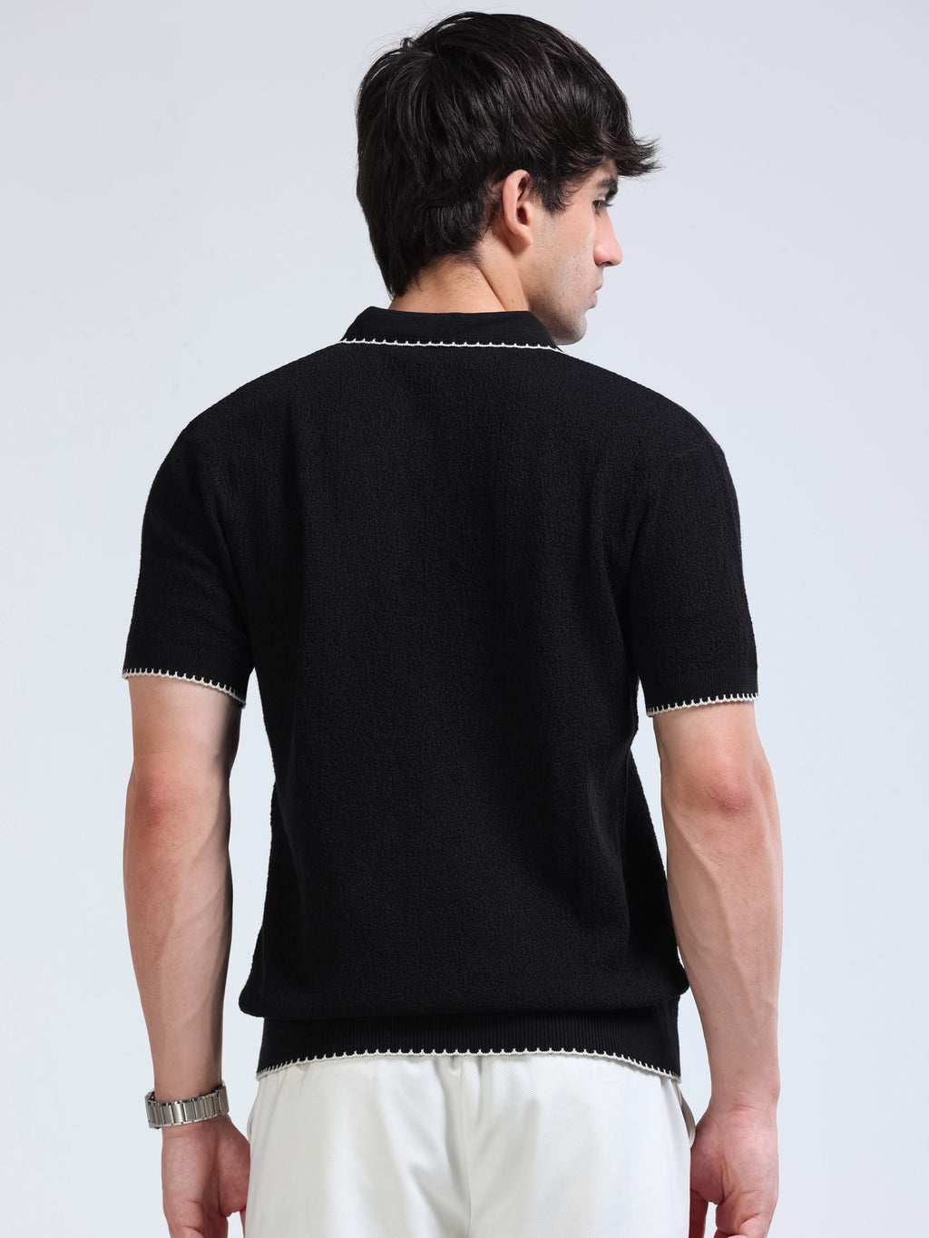 Men’s Crush Cotton Knit Polo - Black