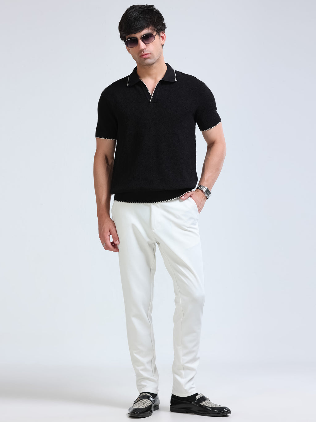 Men’s Crush Cotton Knit Polo - Black
