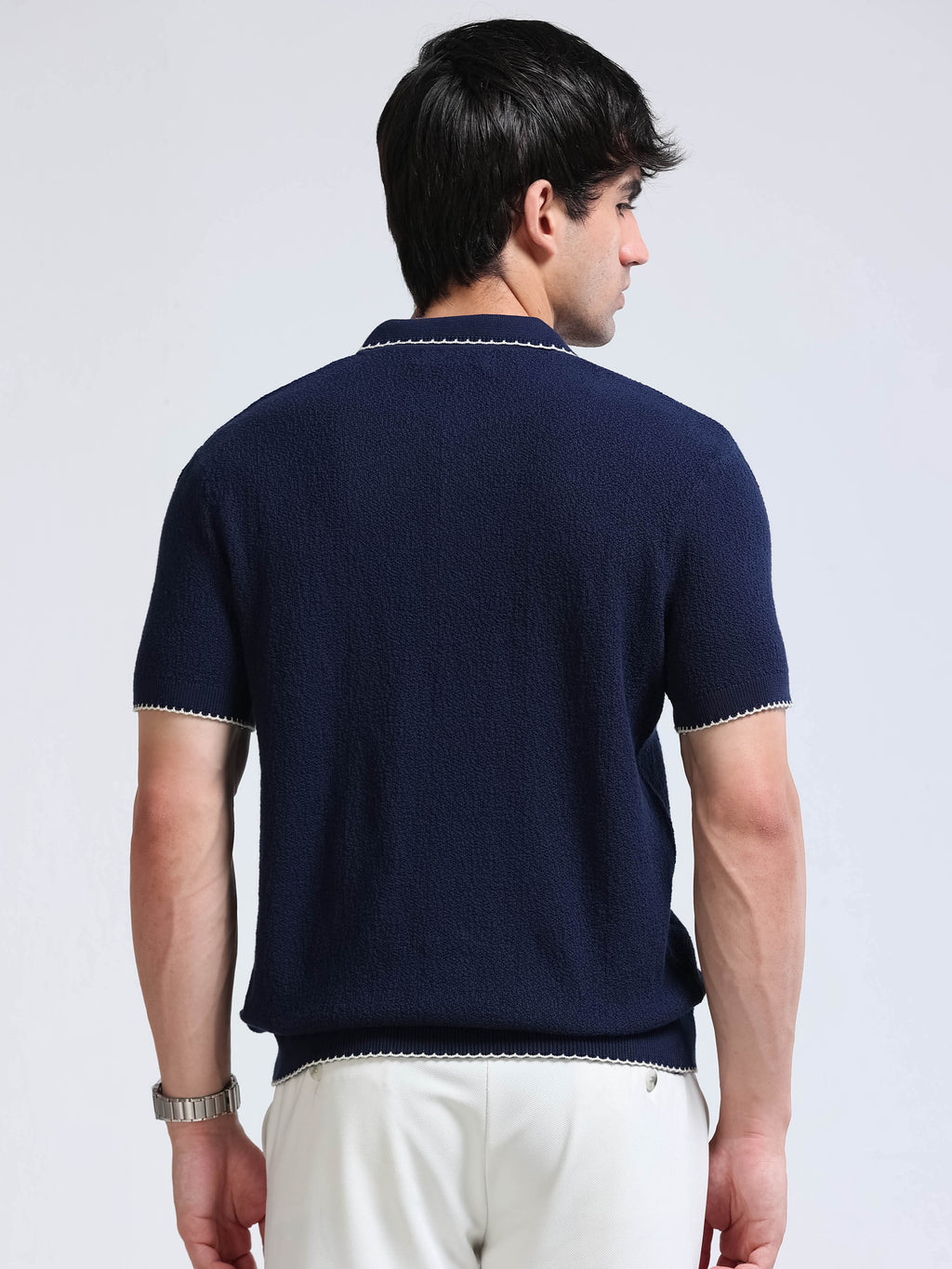 Men’s Crush Cotton Knit Polo - Navy Blue