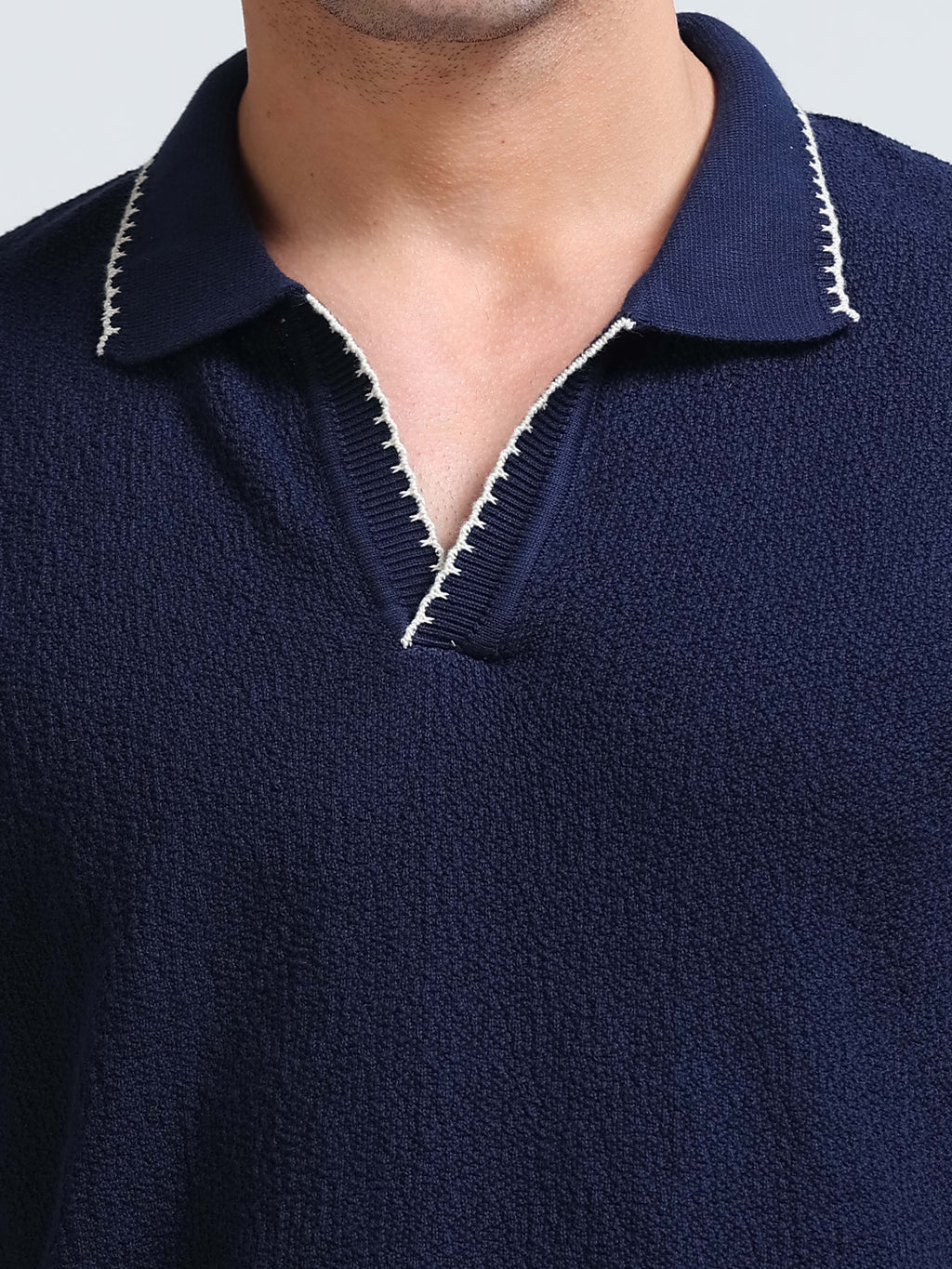 Men’s Crush Cotton Knit Polo - Navy Blue