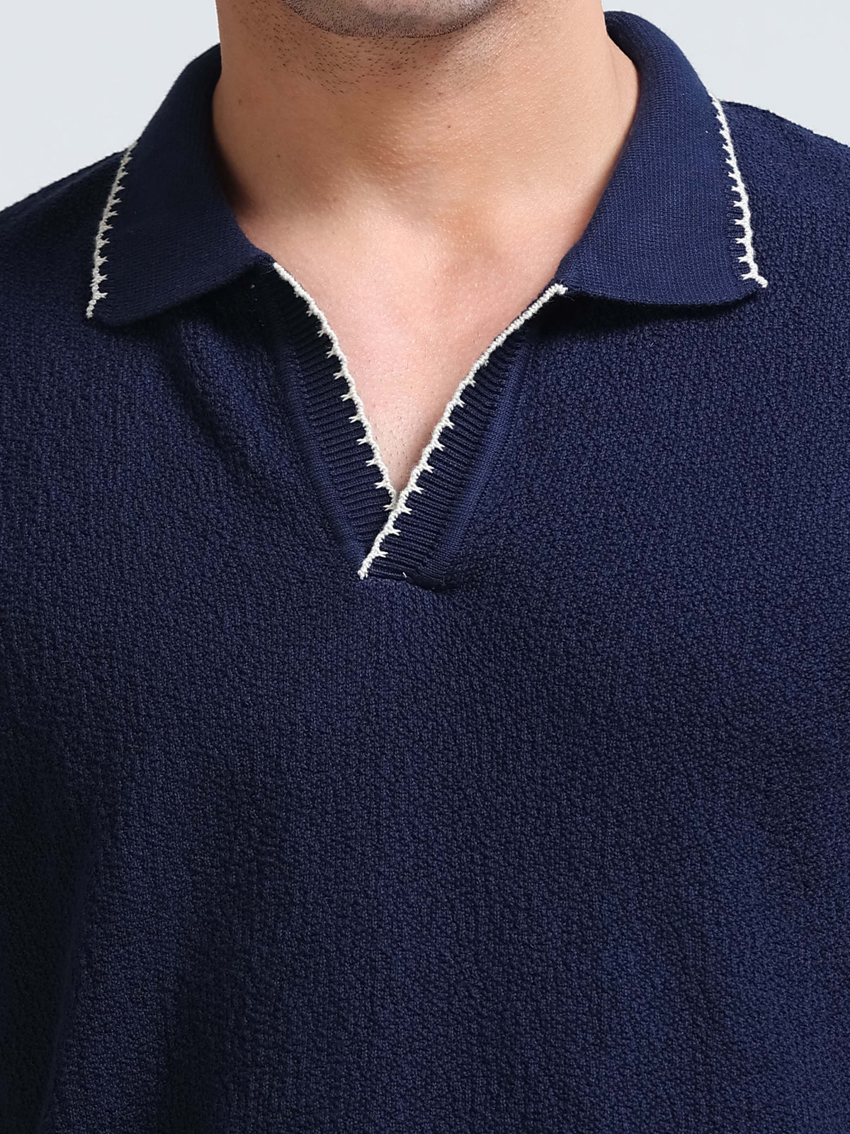 Men’s Crush Cotton Knit Polo - Navy Blue