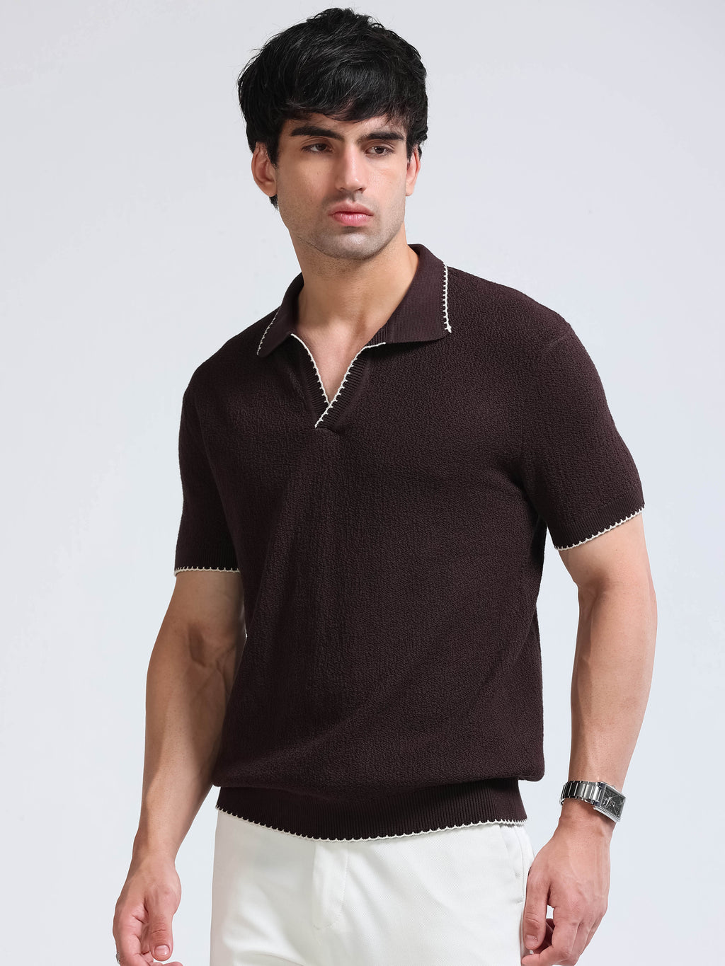Men’s Crush Cotton Knit Polo - Brown