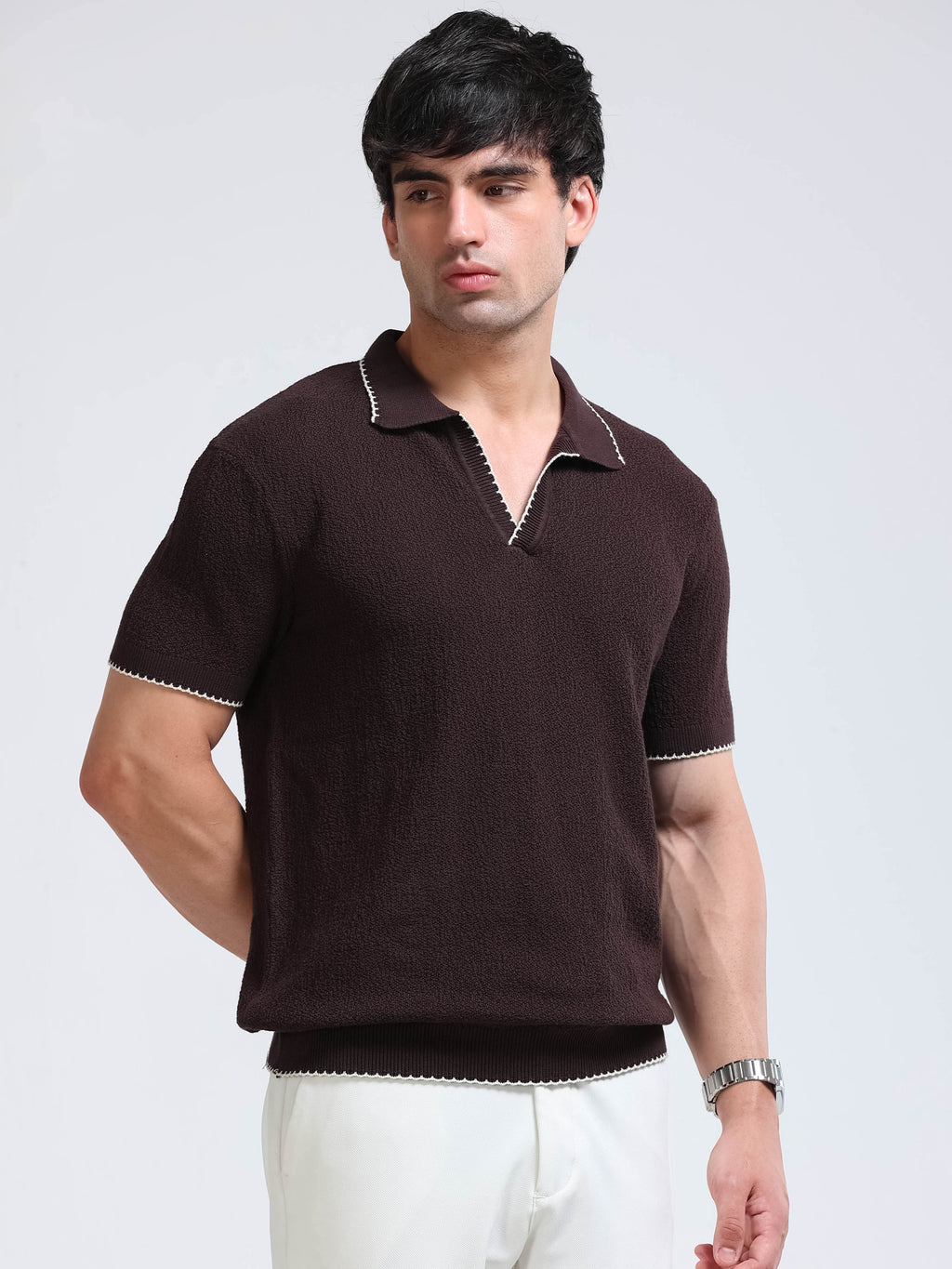 Men’s Crush Cotton Knit Polo - Brown