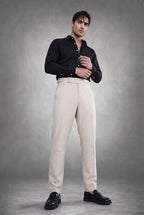 Soft Beige 2-Button Linen Trousers