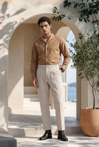Sahara Beige Lapel Collar Shirt