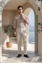 Mocha Stripe Down Button Signature Cotton Shirt