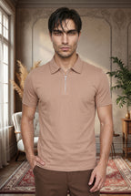 Desert Taupe Luxe Quarter Zip Polo