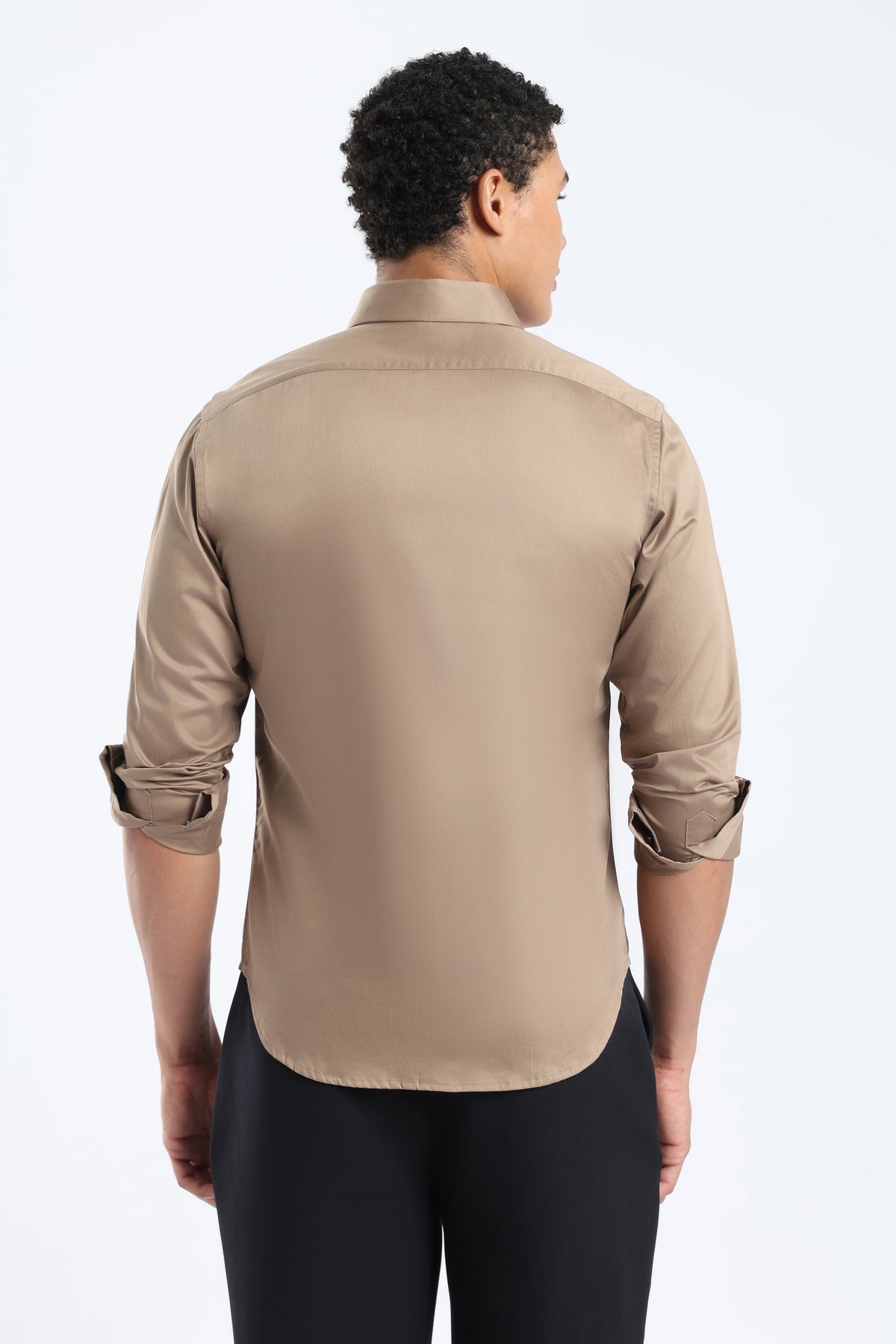 The Camel Cotton Satin Tailored Shirt