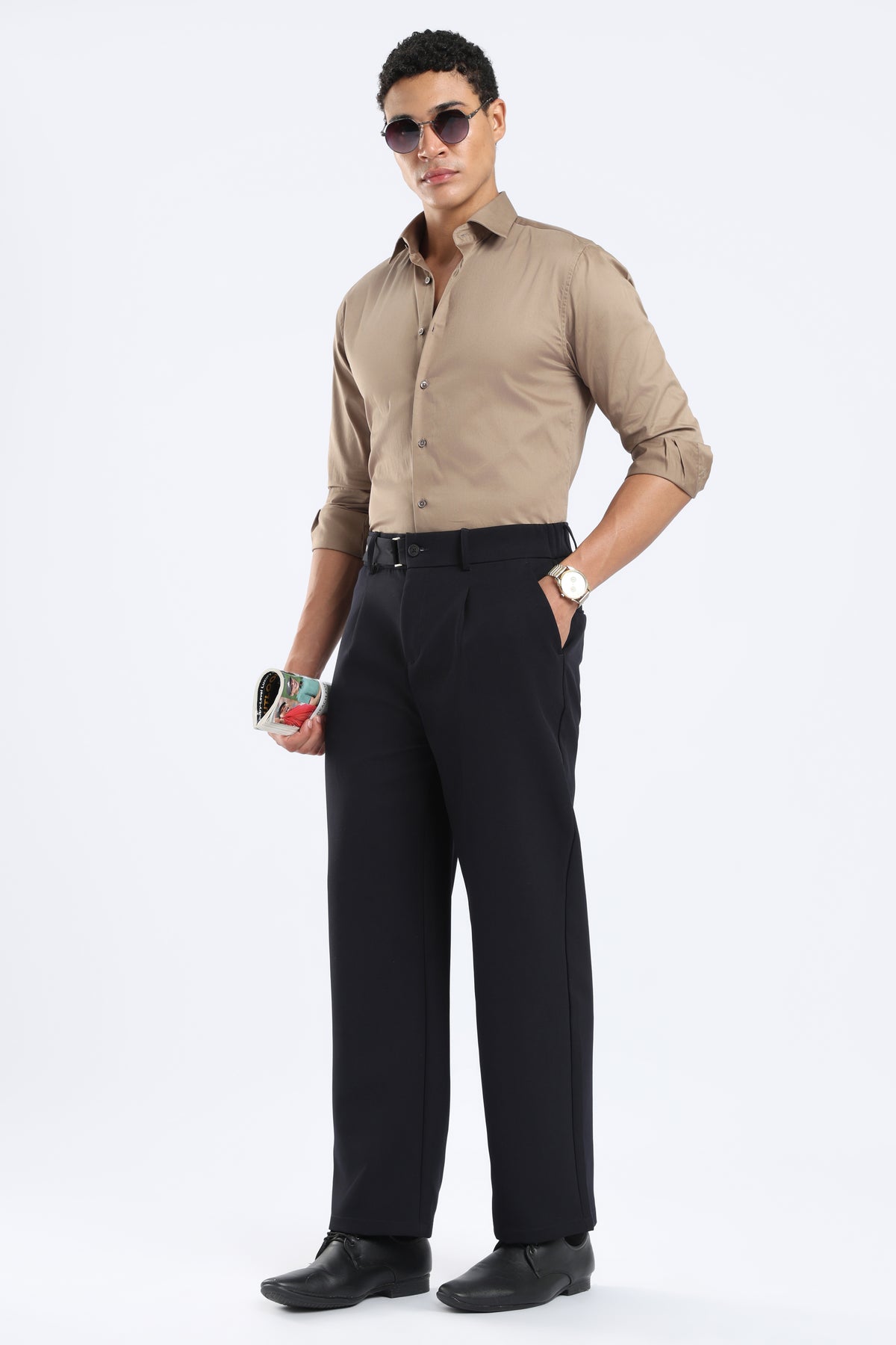 The Camel Cotton Satin Tailored Shirt