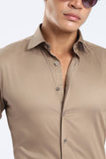 The Camel Cotton Satin Tailored Shirt