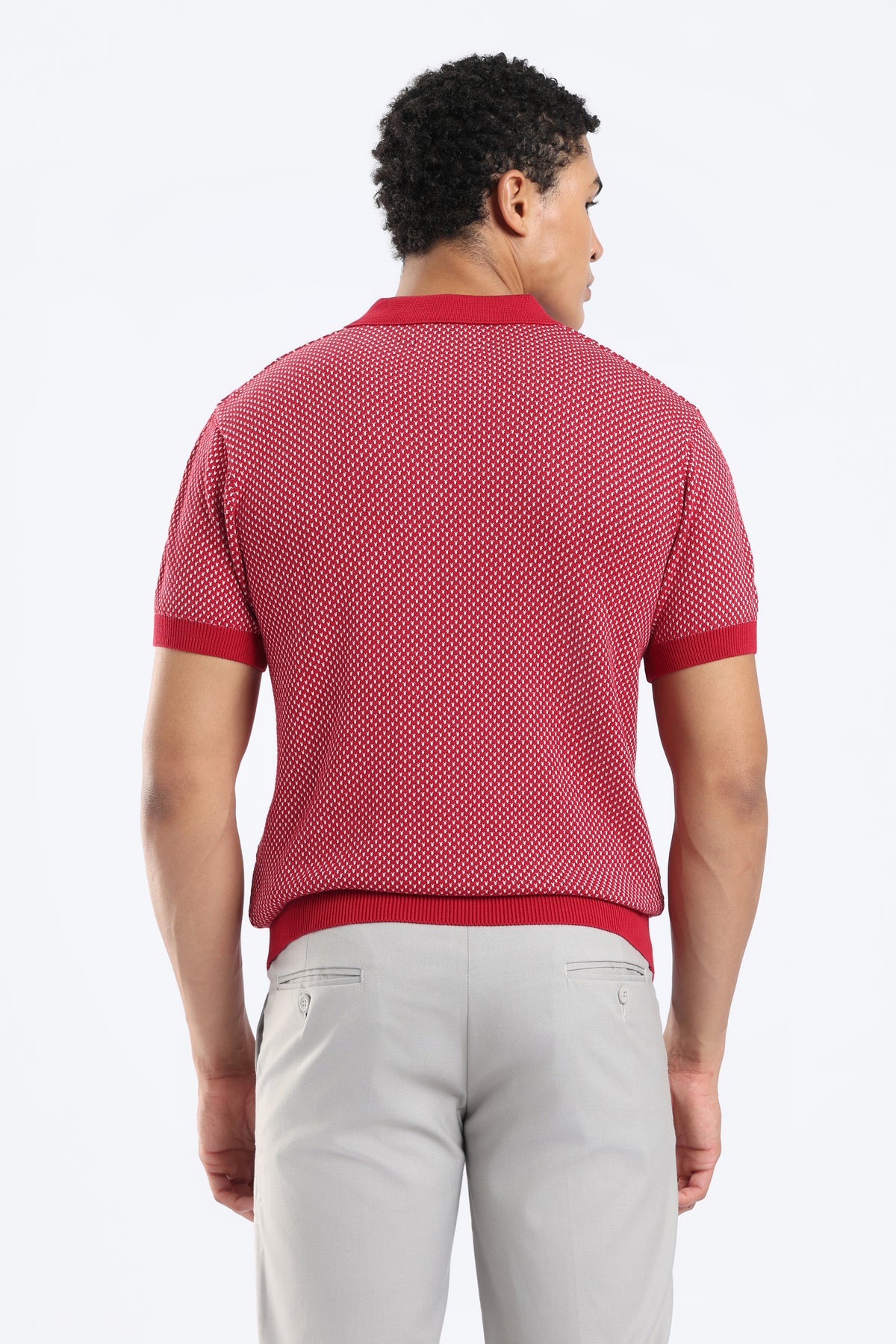 Men’s Cotton Knit Polo Shirt - Crimson Red
