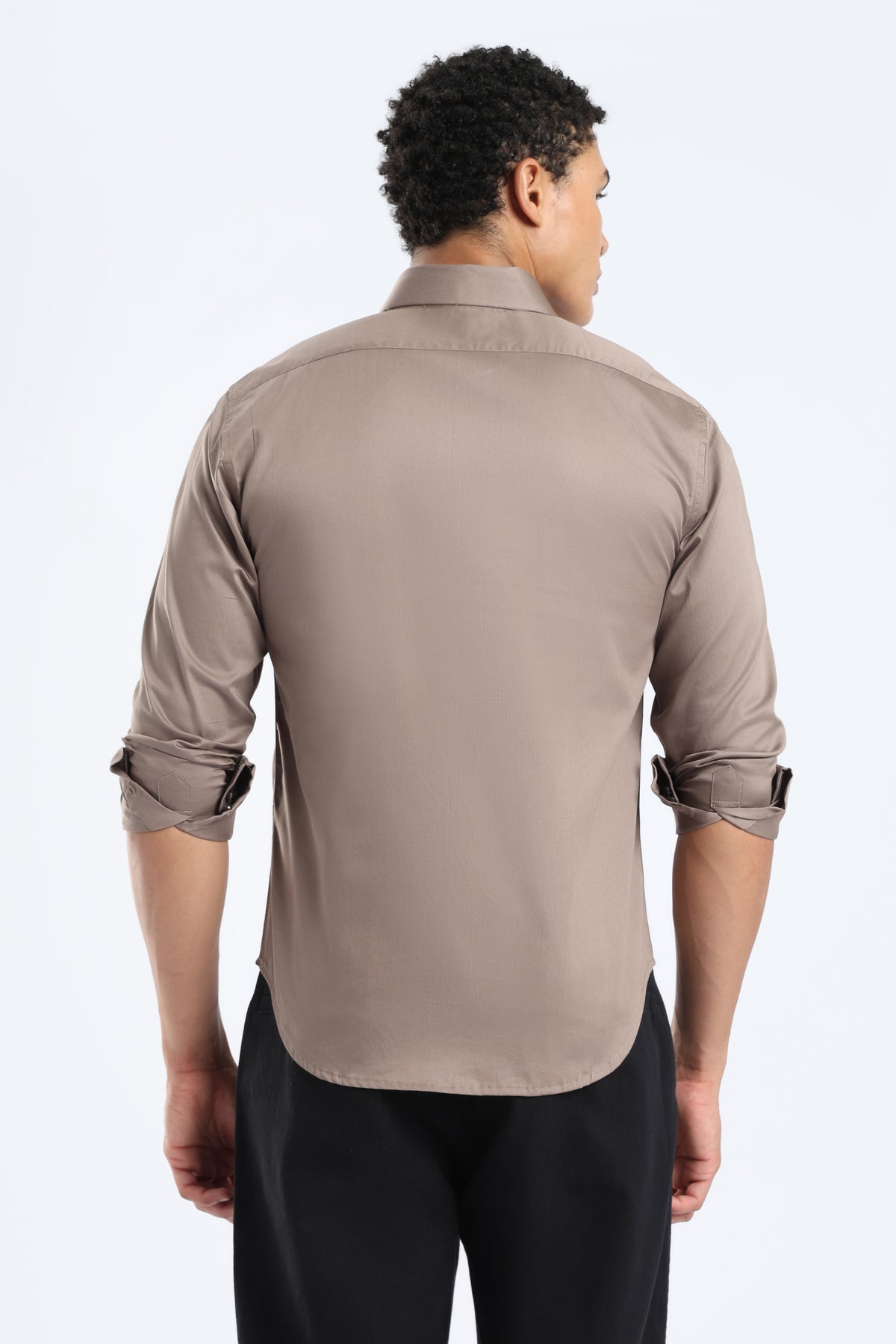 The Stone Grey Cotton Satin Tailored Shirt