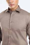The Stone Grey Cotton Satin Tailored Shirt