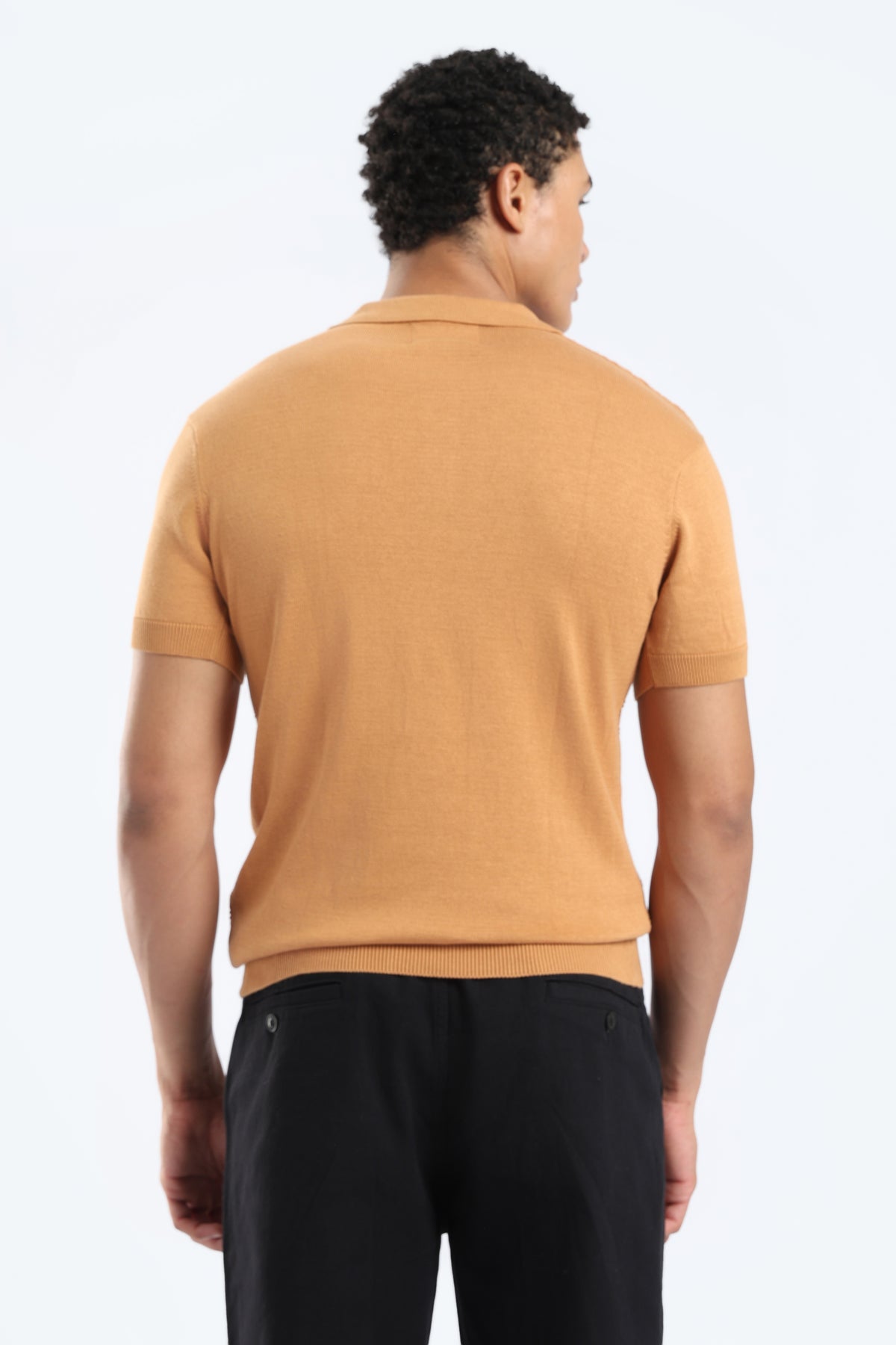 Men’s Basket Weave Knit Polo Shirt - Rust
