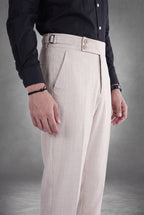 Soft Beige 2-Button Linen Trousers