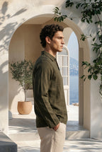 Hunter Green Pure Cotton Johnny Collar Polo