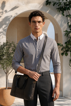 Nardo Grey Stripe Down Button Cotton Shirt