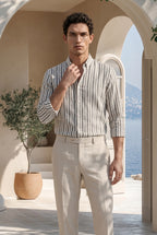 Ash Stripe Down Button Signature Cotton Shirt