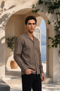 Gunmetal Grey Lapel Collar Shirt