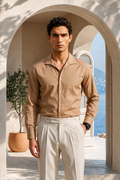 Sahara Beige Lapel Collar Shirt