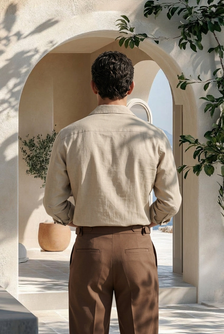 Soft Pebble Linen Cuban Collar Shirt