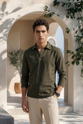 Hunter Green Pure Cotton Johnny Collar Polo