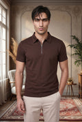 Espresso Cocoa Luxe Quarter Zip Polo