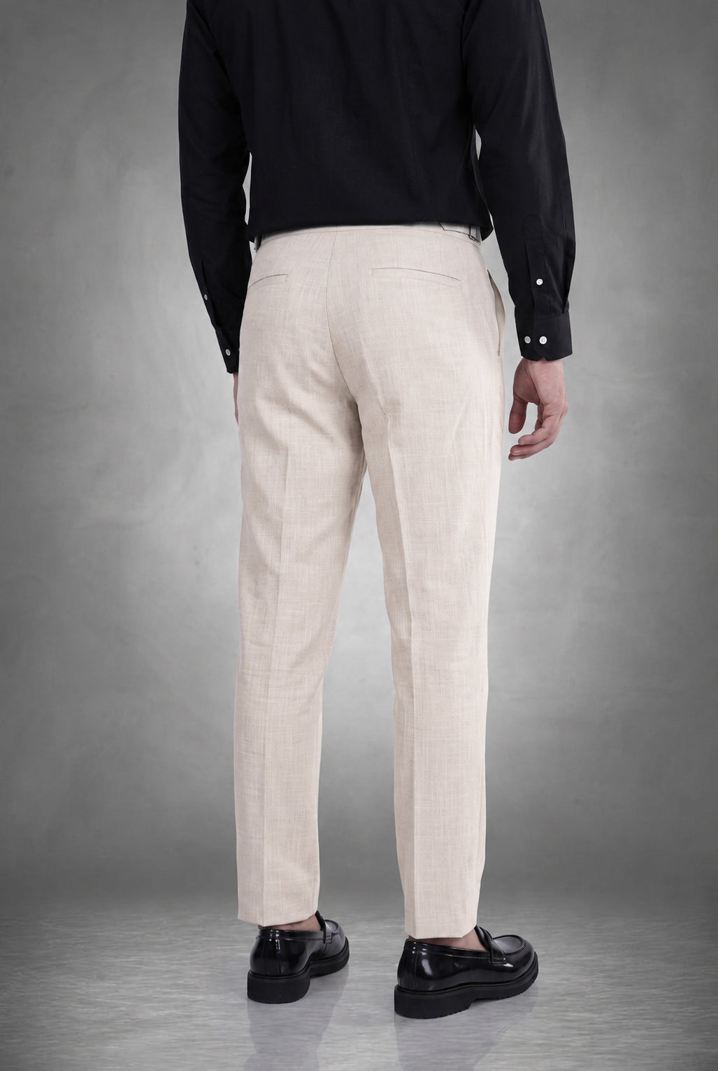 Soft Beige 2-Button Linen Trousers
