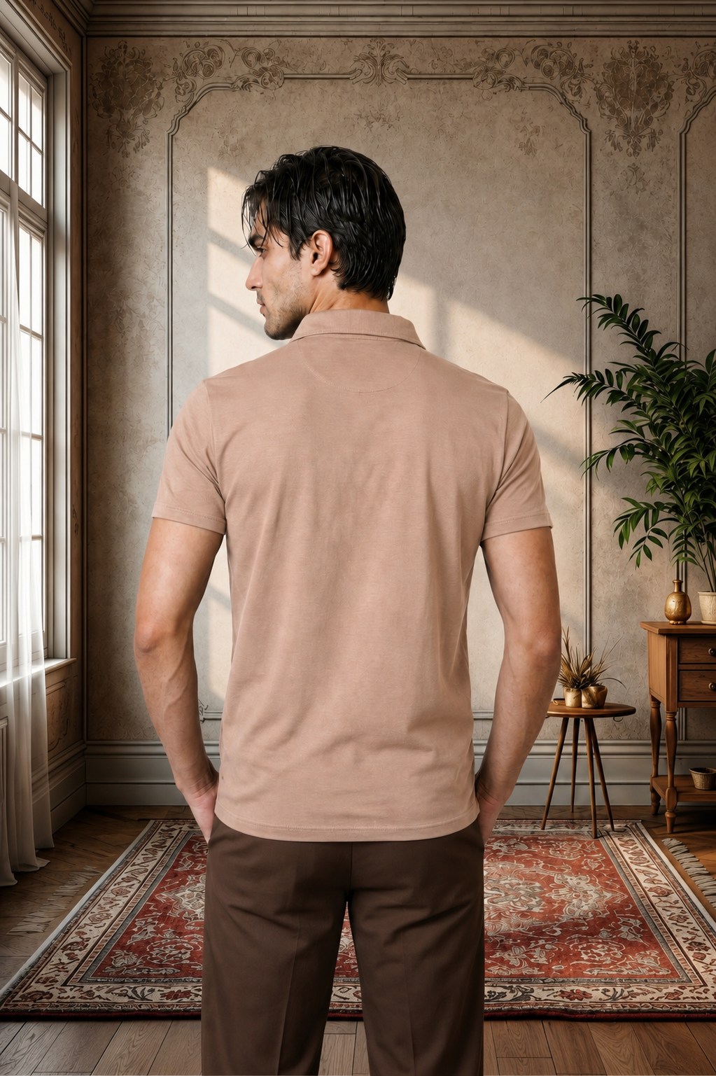 Desert Taupe Luxe Quarter Zip Polo
