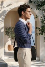Midnight Blue Stripe Down Button Cotton Shirt