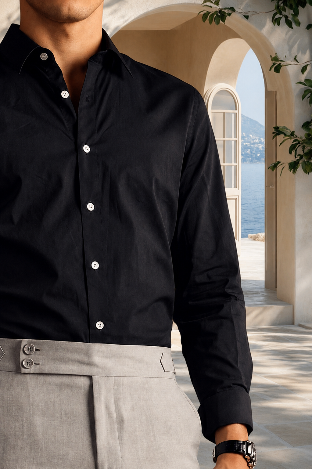 Phantom Black Smooth Cotton Shirt
