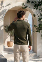 Hunter Green Pure Cotton Johnny Collar Polo