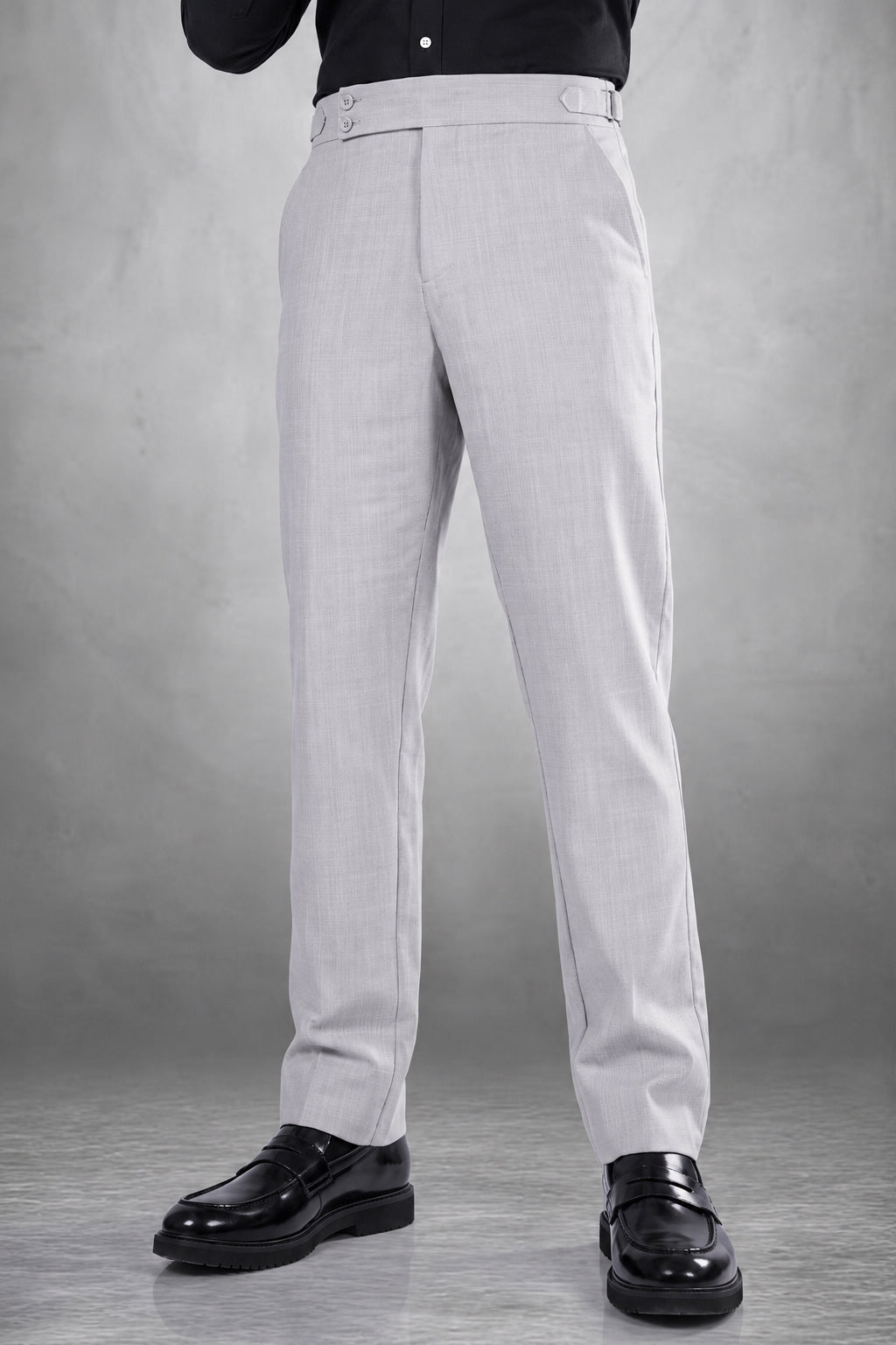 Fog Grey 2-Button Linen Trousers