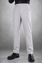 Fog Grey 2-Button Linen Trousers