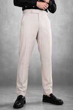 Soft Beige 2-Button Linen Trousers