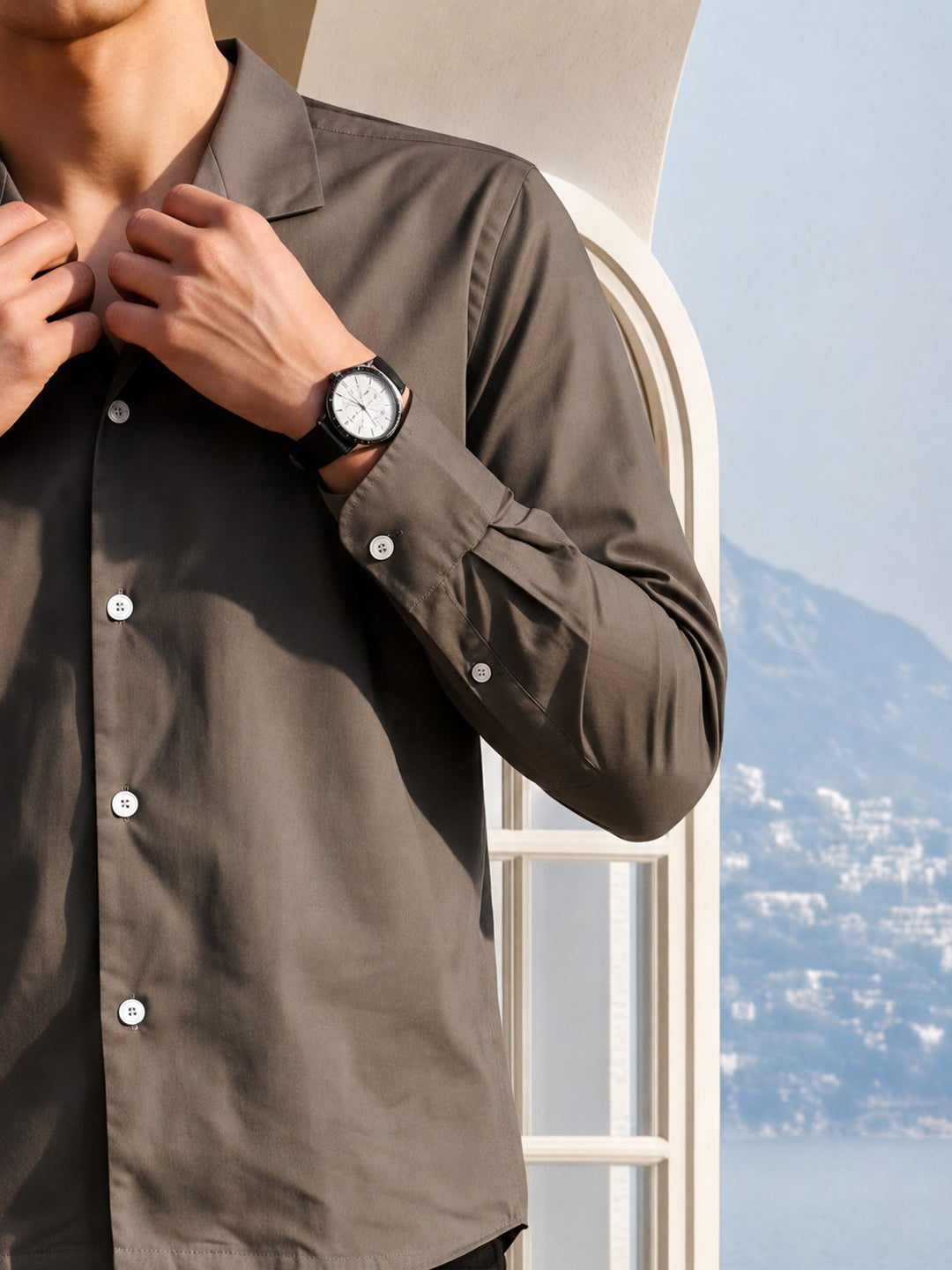 Gunmetal Grey Lapel Collar Shirt
