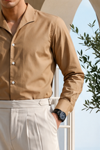 Sahara Beige Lapel Collar Shirt