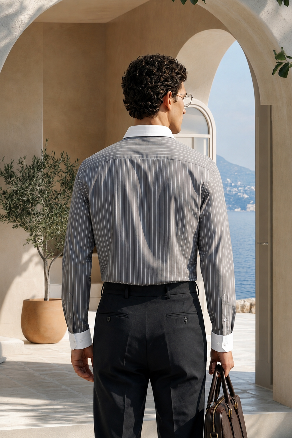 Nardo Grey Stripe Down Button Cotton Shirt