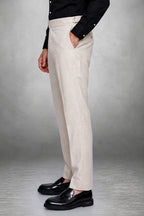 Soft Beige 2-Button Linen Trousers