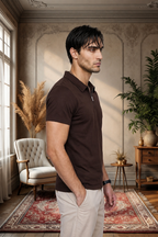 Espresso Cocoa Luxe Quarter Zip Polo