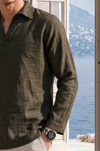 Hunter Green Pure Cotton Johnny Collar Polo