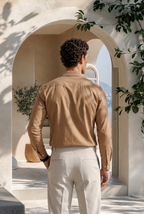 Sahara Beige Lapel Collar Shirt