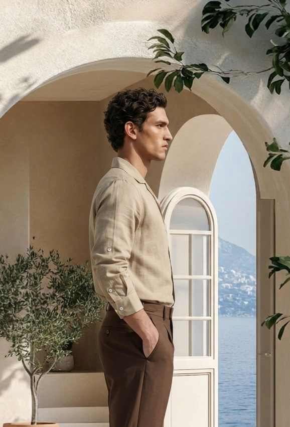 Soft Pebble Linen Cuban Collar Shirt