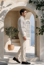 Ash Stripe Down Button Signature Cotton Shirt