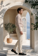 Mocha Stripe Down Button Signature Cotton Shirt