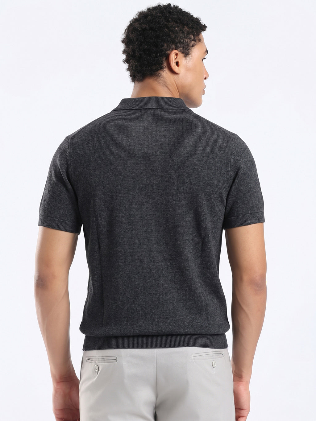 Men's Knit Polo T-Shirt - Anthra Grey
