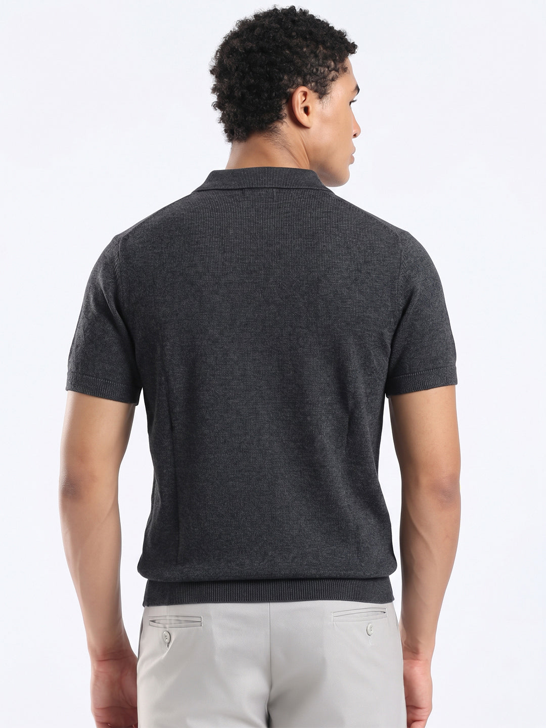 Men's Knit Polo T-Shirt - Anthra Grey